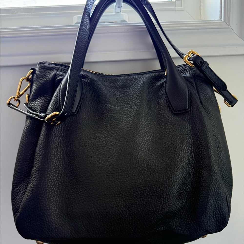 Prada Black Leather Shoulder Bag with Gold Accents - Picture 5 of 5